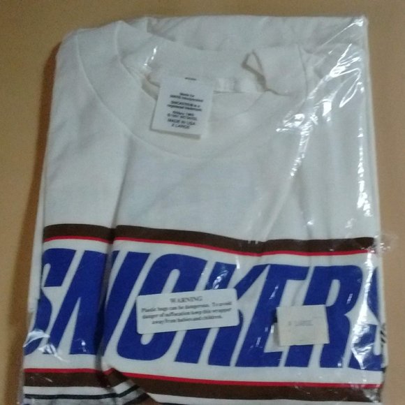 Vintage Mars, Inc. Snickers 1994 World Cup Soccer XL T-Shirt White Tee, Unopened - Picture 1 of 5
